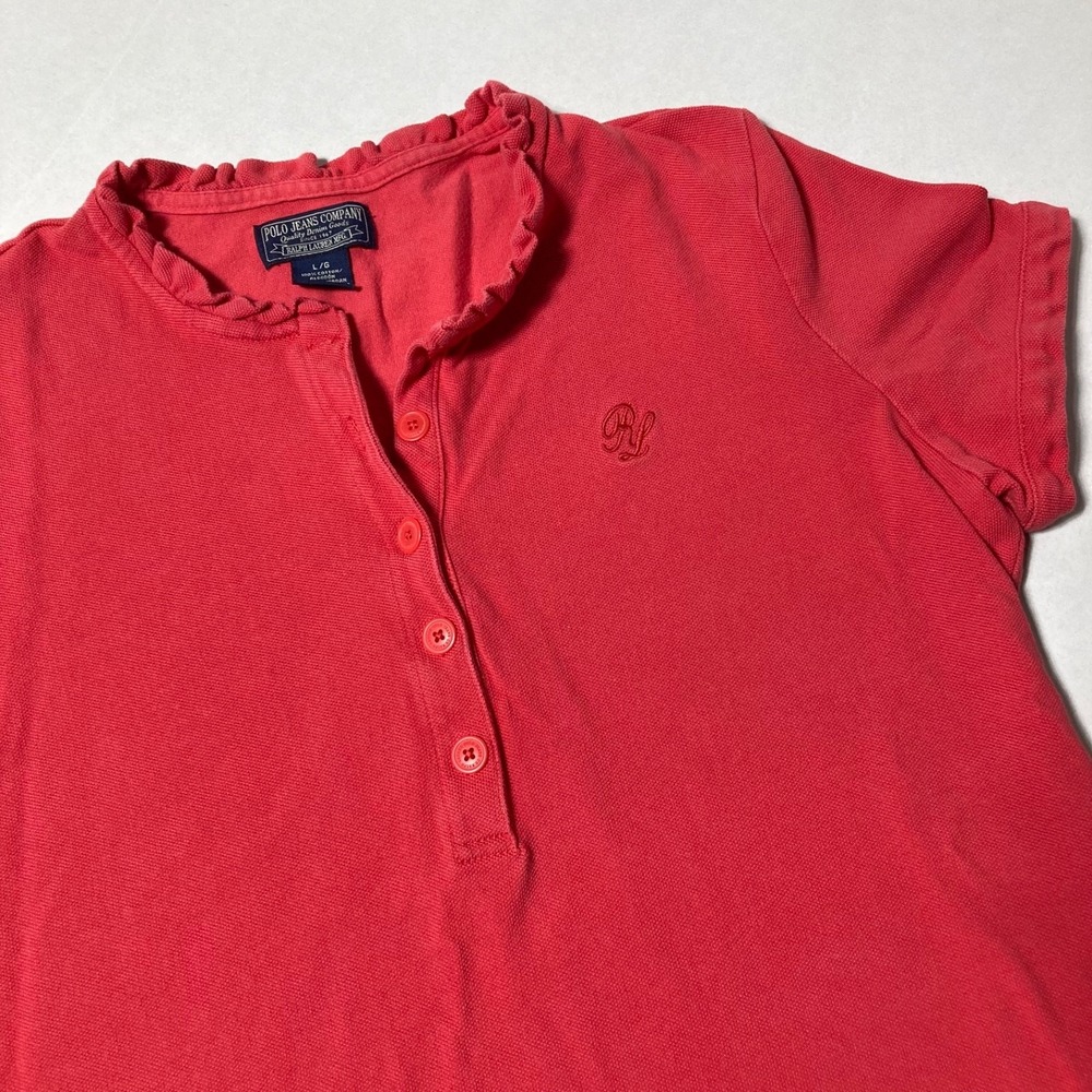 Polo Jeans Co. Ralph Lauren Polo‎ Shirt Ruffle Collar Women's Size Large